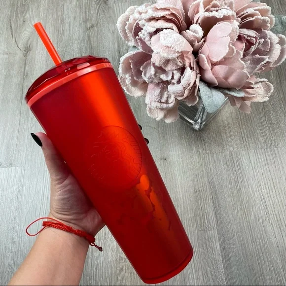 Starbucks Matte Red Heart Soft Touch Kaleidoscope Dome Valentine Tumbler - Picture 1 of 6